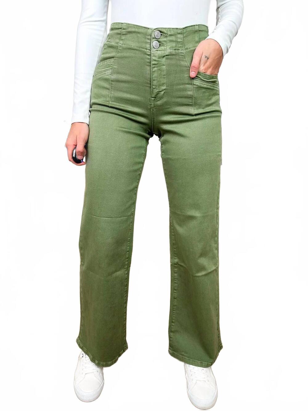 NEW MICA zoe high-rise wide leg jeans in green